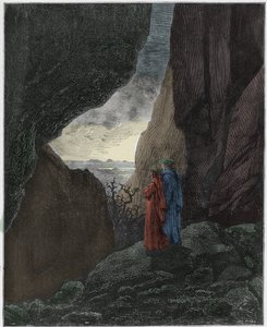 Inferno, Canto 34: Virgilio e Dante ascendono al mondo superiore (illustrazione dalla Divina Commedia di Dante Alighieri, 1885) da Gustave after Dore